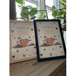 POSTKORT A5 - LIFE BEGINS AFTER COFFEE
