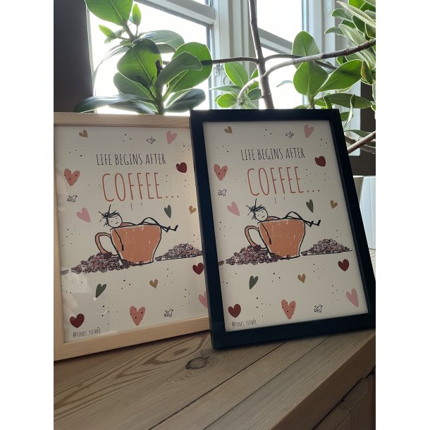 POSTKORT A5 - LIFE BEGINS AFTER COFFEE