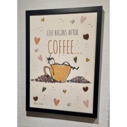 PLAKAT A3 - LIFE BEGINS AFTER COFFEE