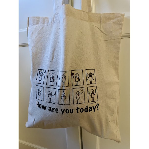 MULEPOSE - lille -  HOW ARE YOU TODAY? 10 kr. PR SOLGT POSE TIL JULEMRKEFONDEN.