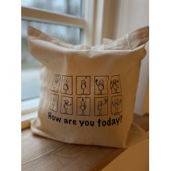 MULEPOSE - lille -  HOW ARE YOU TODAY? 10 kr. PR SOLGT POSE TIL JULEMRKEFONDEN.